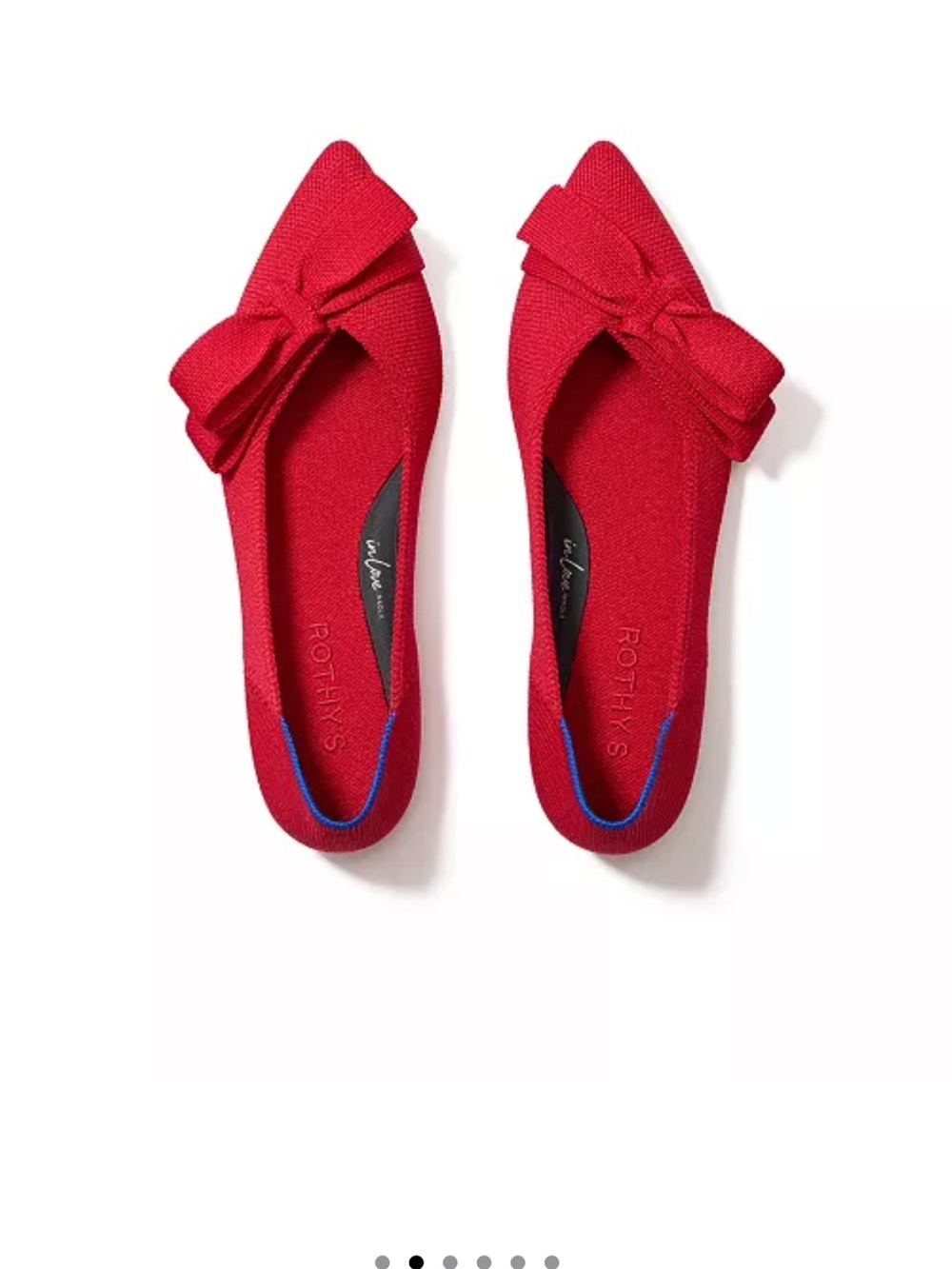 Rothy's Red Pointed-Toe Bow Flats